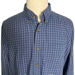 L.L. Bean Men's Button Down Shirt, Sz XL, Long Sleeves, Blue Check, Wrinkle Res.